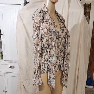 HYFVE Snake Print Blouse in Neutral Tones